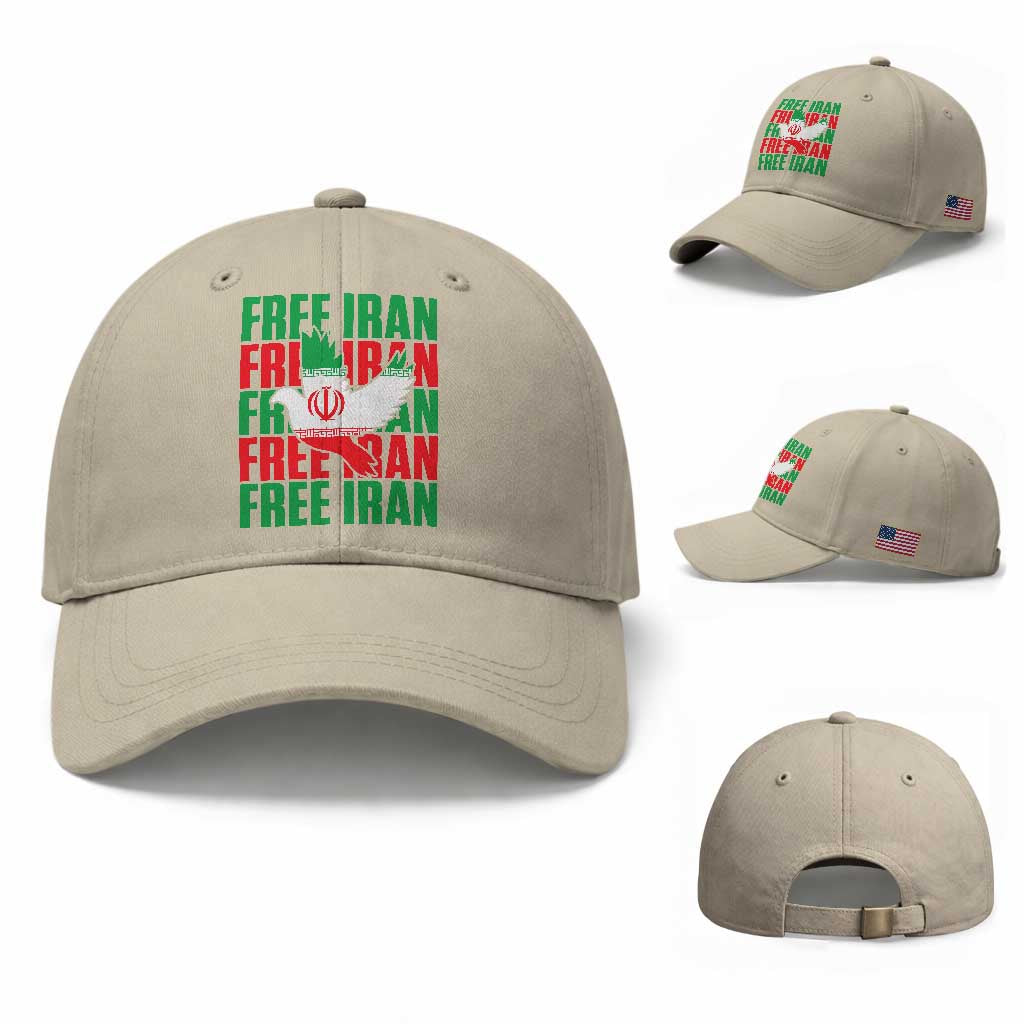 Freedom Dove Flag Baseball Cap Peaceful Iran Support TS12 Baseball Cap Universal Fit Beige Print Your Wear