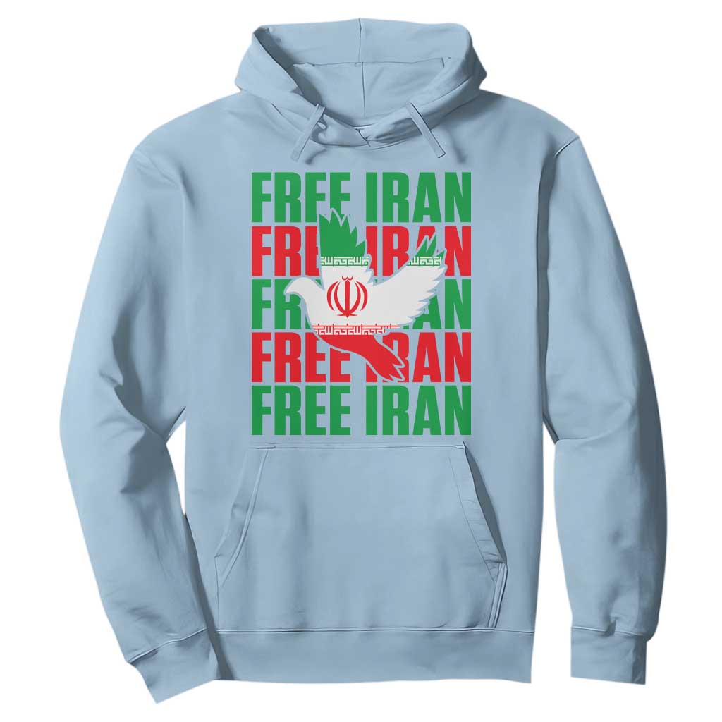 Freedom Dove Flag Hoodie Peaceful Iran Support TS12 Light Blue Print Your Wear