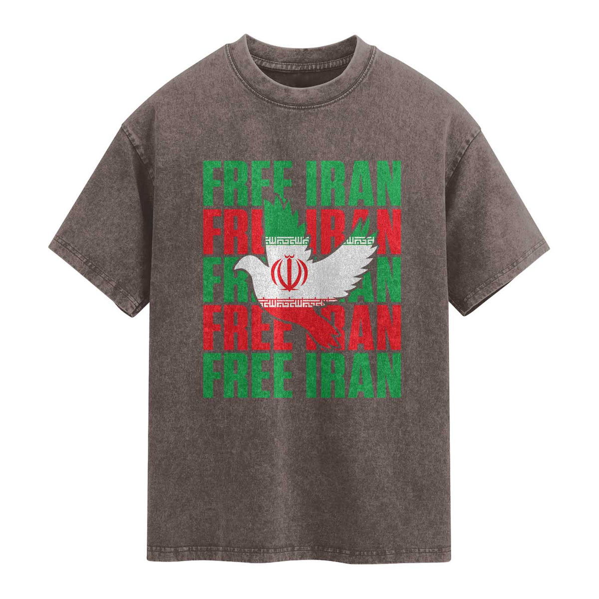 Freedom Dove Flag Washed Cotton T-Shirt Peaceful Iran Support