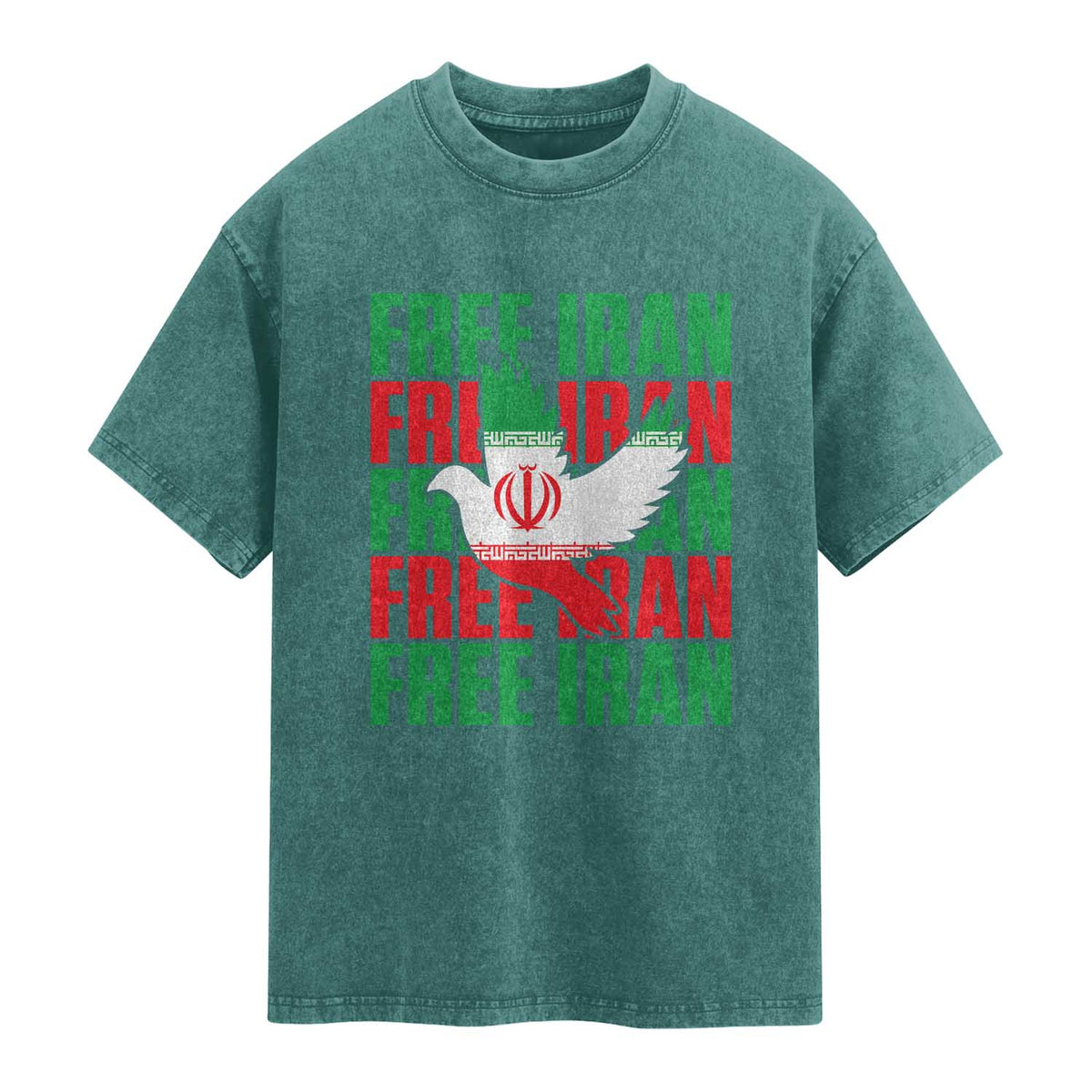 Freedom Dove Flag Washed Cotton T-Shirt Peaceful Iran Support
