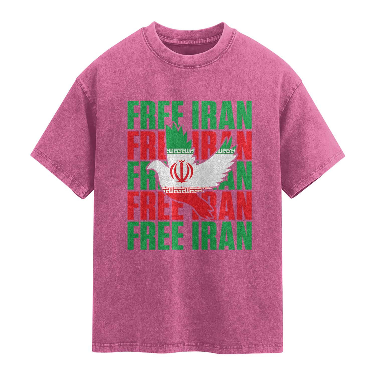Freedom Dove Flag Washed Cotton T-Shirt Peaceful Iran Support