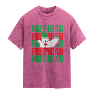 Freedom Dove Flag Washed Cotton T-Shirt Peaceful Iran Support