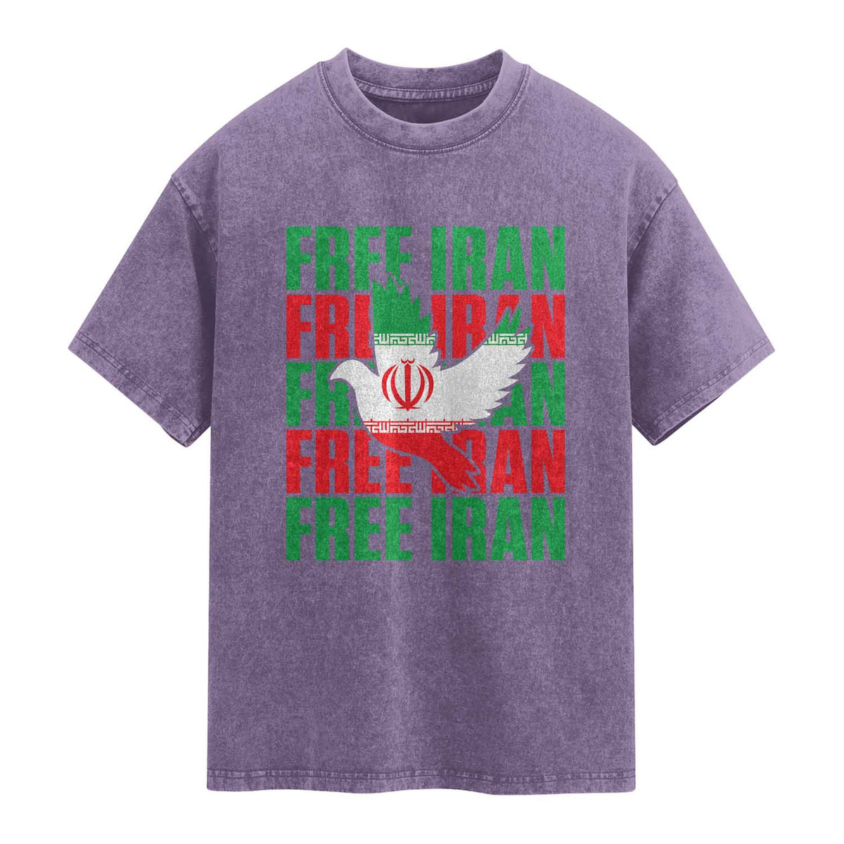 Freedom Dove Flag Washed Cotton T-Shirt Peaceful Iran Support