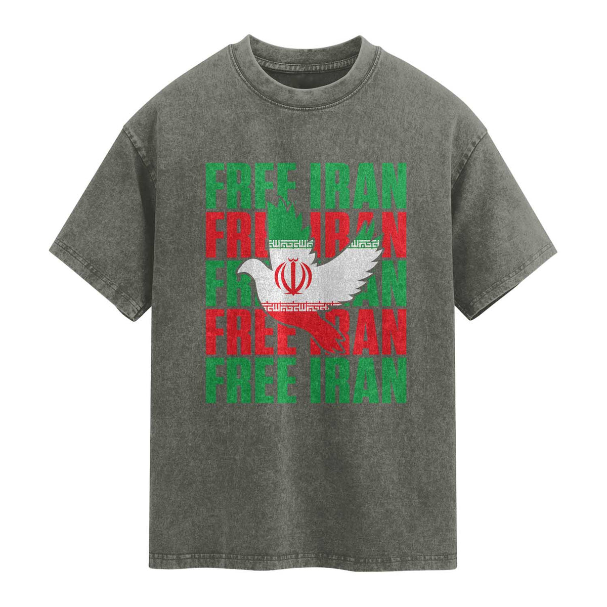 Freedom Dove Flag Washed Cotton T-Shirt Peaceful Iran Support