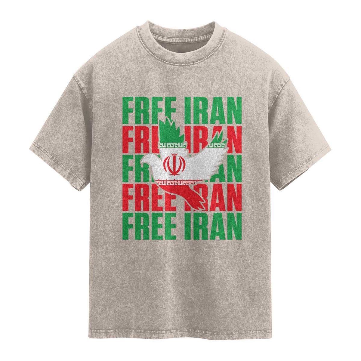 Freedom Dove Flag Washed Cotton T-Shirt Peaceful Iran Support
