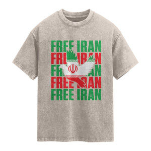 Freedom Dove Flag Washed Cotton T-Shirt Peaceful Iran Support