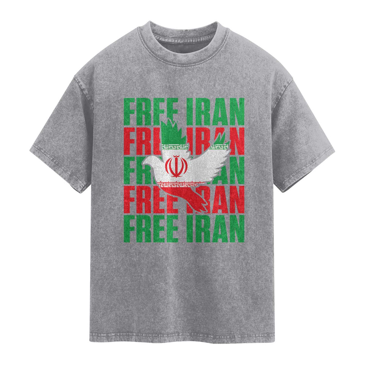 Freedom Dove Flag Washed Cotton T-Shirt Peaceful Iran Support