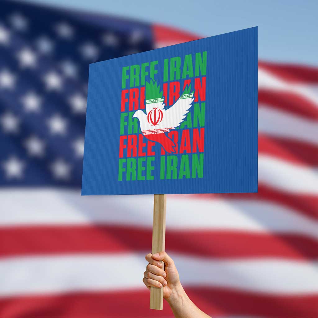 Freedom Dove Flag Protest Sign Peaceful Iran Support TS12 Horizontal 18