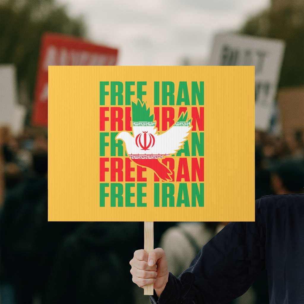 Freedom Dove Flag Protest Sign Peaceful Iran Support TS12 Horizontal 18