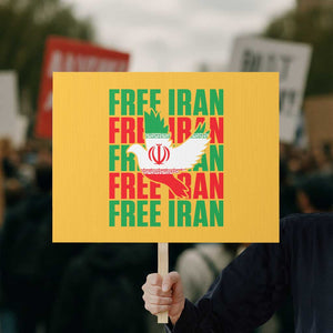 Freedom Dove Flag Protest Sign Peaceful Iran Support TS12 Horizontal 18" × 24" Yellow Print Your Wear