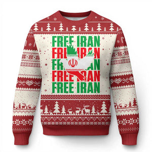 Freedom Dove Flag Ugly Christmas Sweater Peaceful Iran Support TS12 Beige Red Print Your Wear