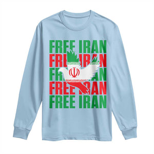 Freedom Dove Flag Long Sleeve Shirt Peaceful Iran Support TS12 Light Blue Print Your Wear