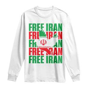 Freedom Dove Flag Long Sleeve Shirt Peaceful Iran Support TS12 White Print Your Wear