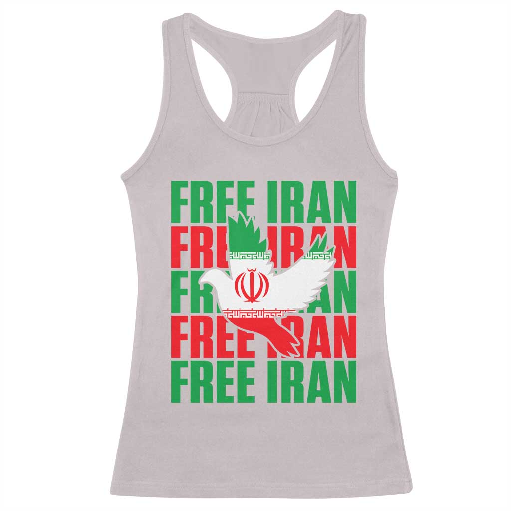 Freedom Dove Flag Racerback Tank Top Peaceful Iran Support TS12 Ice Gray Print Your Wear