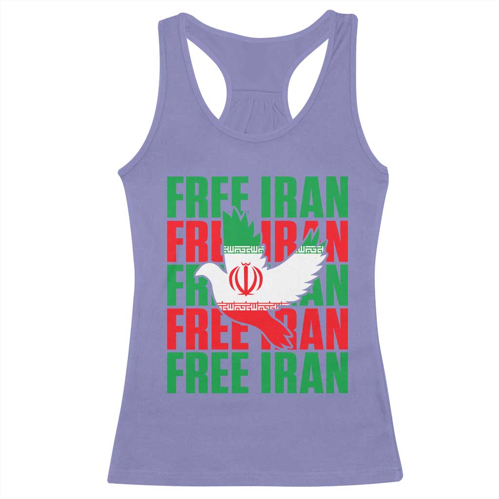 Freedom Dove Flag Racerback Tank Top Peaceful Iran Support TS12 Violet Print Your Wear