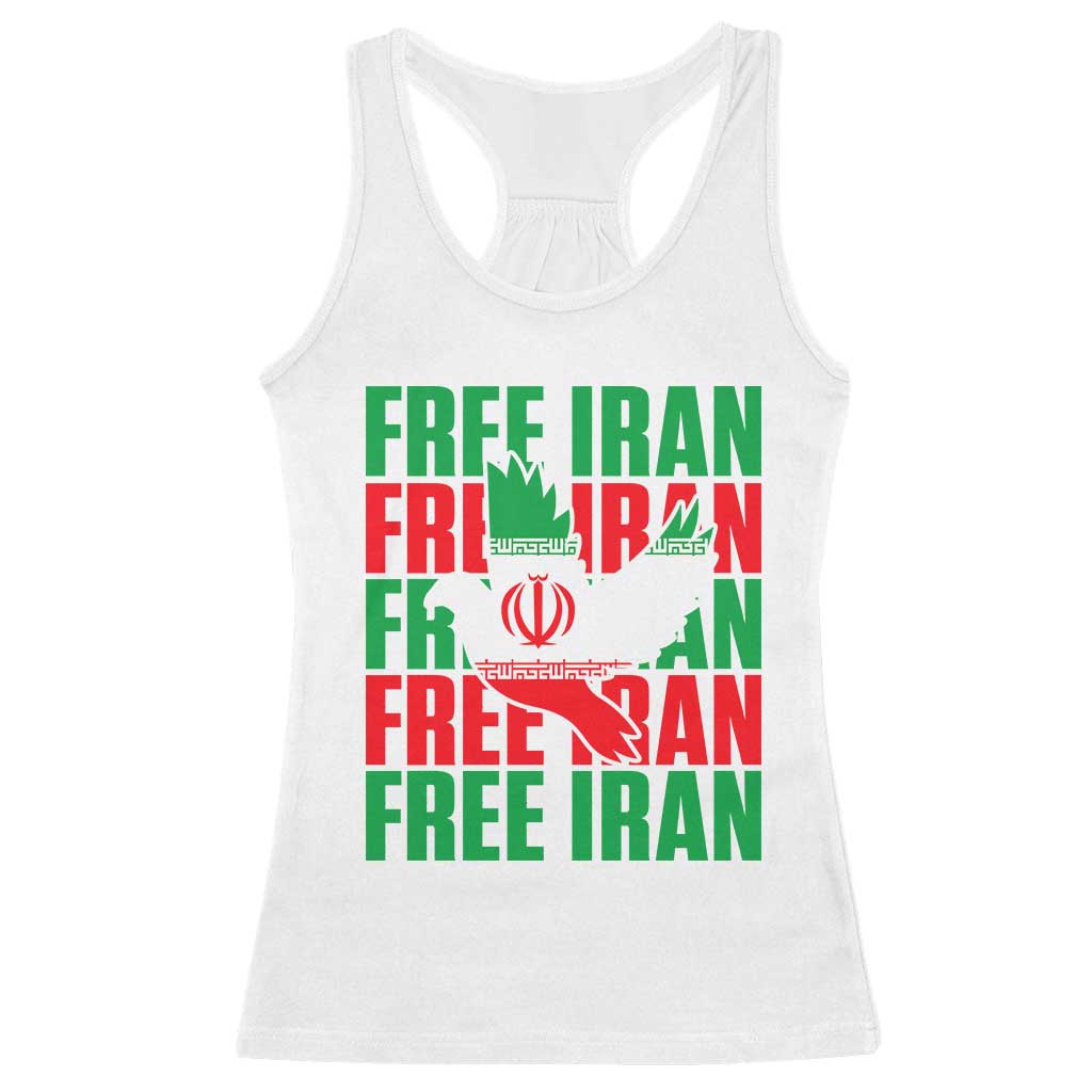 Freedom Dove Flag Racerback Tank Top Peaceful Iran Support TS12 White Print Your Wear