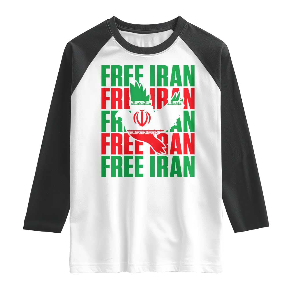 Freedom Dove Flag Raglan Shirt Peaceful Iran Support TS12 White Black Print Your Wear