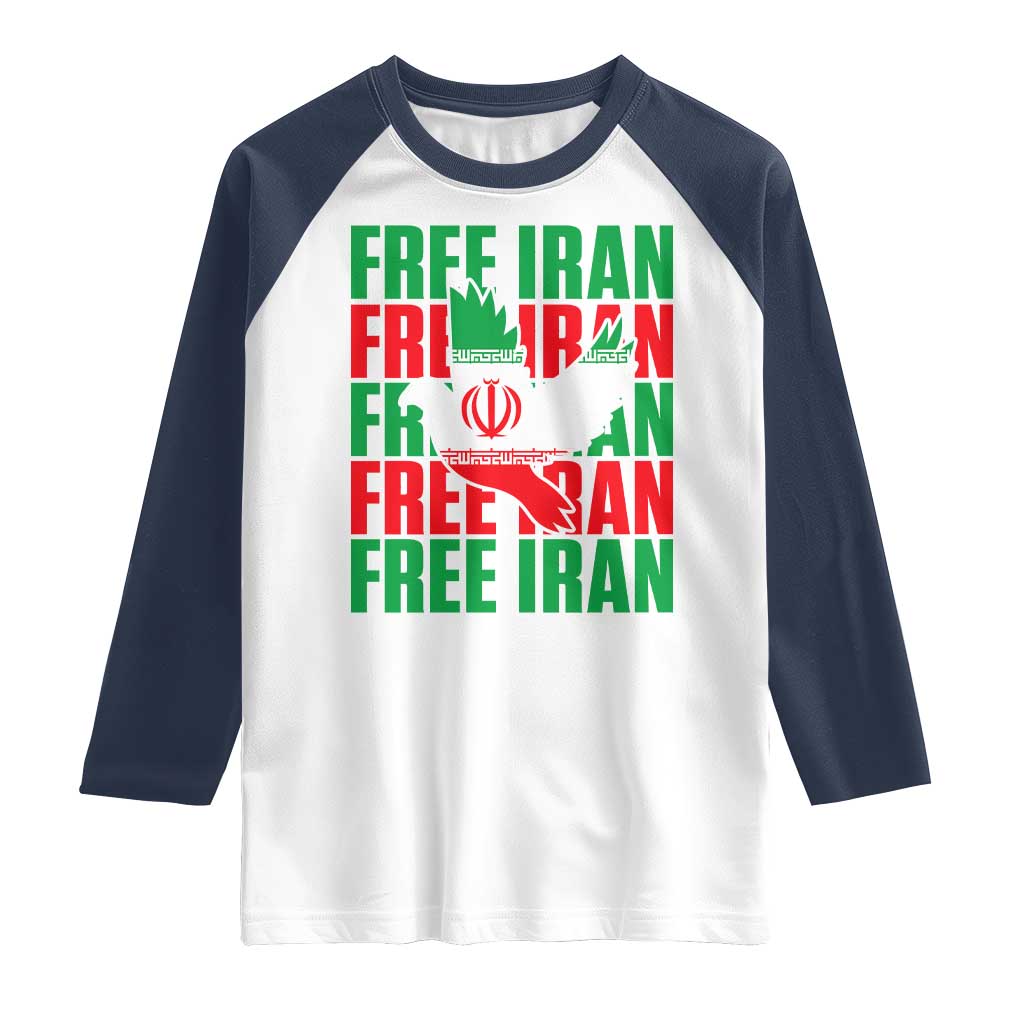Freedom Dove Flag Raglan Shirt Peaceful Iran Support TS12 White Navy Print Your Wear