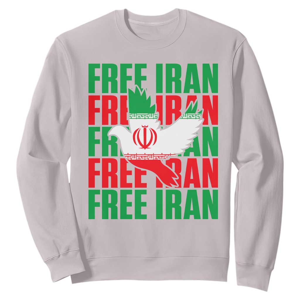 Freedom Dove Flag Sweatshirt Peaceful Iran Support TS12 Ice Gray Print Your Wear