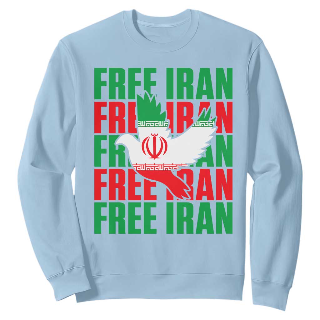Freedom Dove Flag Sweatshirt Peaceful Iran Support TS12 Light Blue Print Your Wear