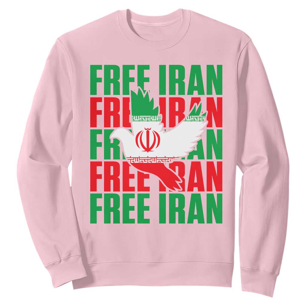 Freedom Dove Flag Sweatshirt Peaceful Iran Support TS12 Light Pink Print Your Wear