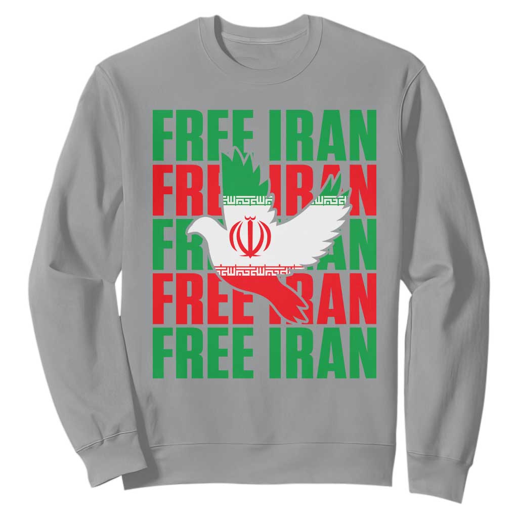 Freedom Dove Flag Sweatshirt Peaceful Iran Support TS12 Sport Gray Print Your Wear