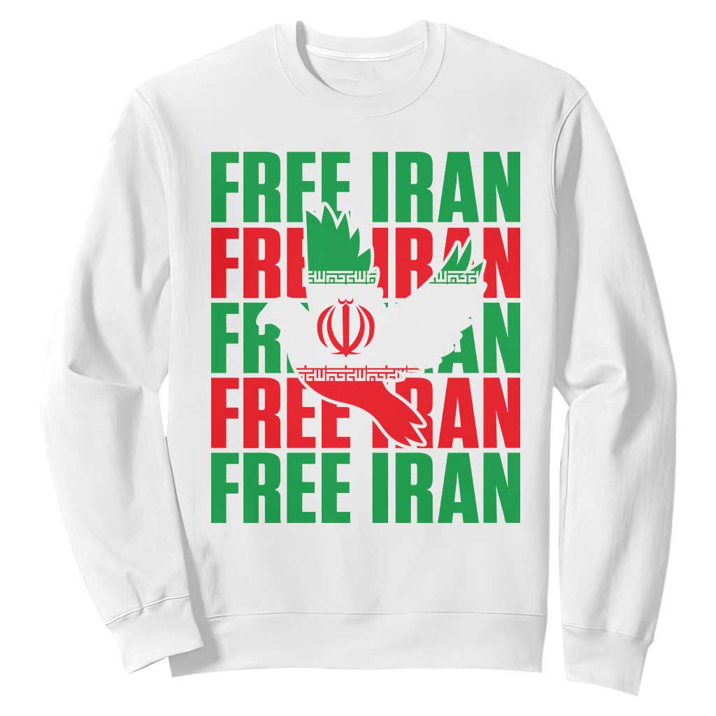 Freedom Dove Flag Sweatshirt Peaceful Iran Support TS12 White Print Your Wear
