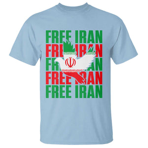 Freedom Dove Flag T Shirt Peaceful Iran Support TS12 Light Blue Print Your Wear