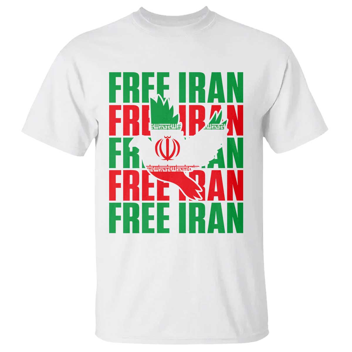 Freedom Dove Flag T Shirt Peaceful Iran Support TS12 White Print Your Wear