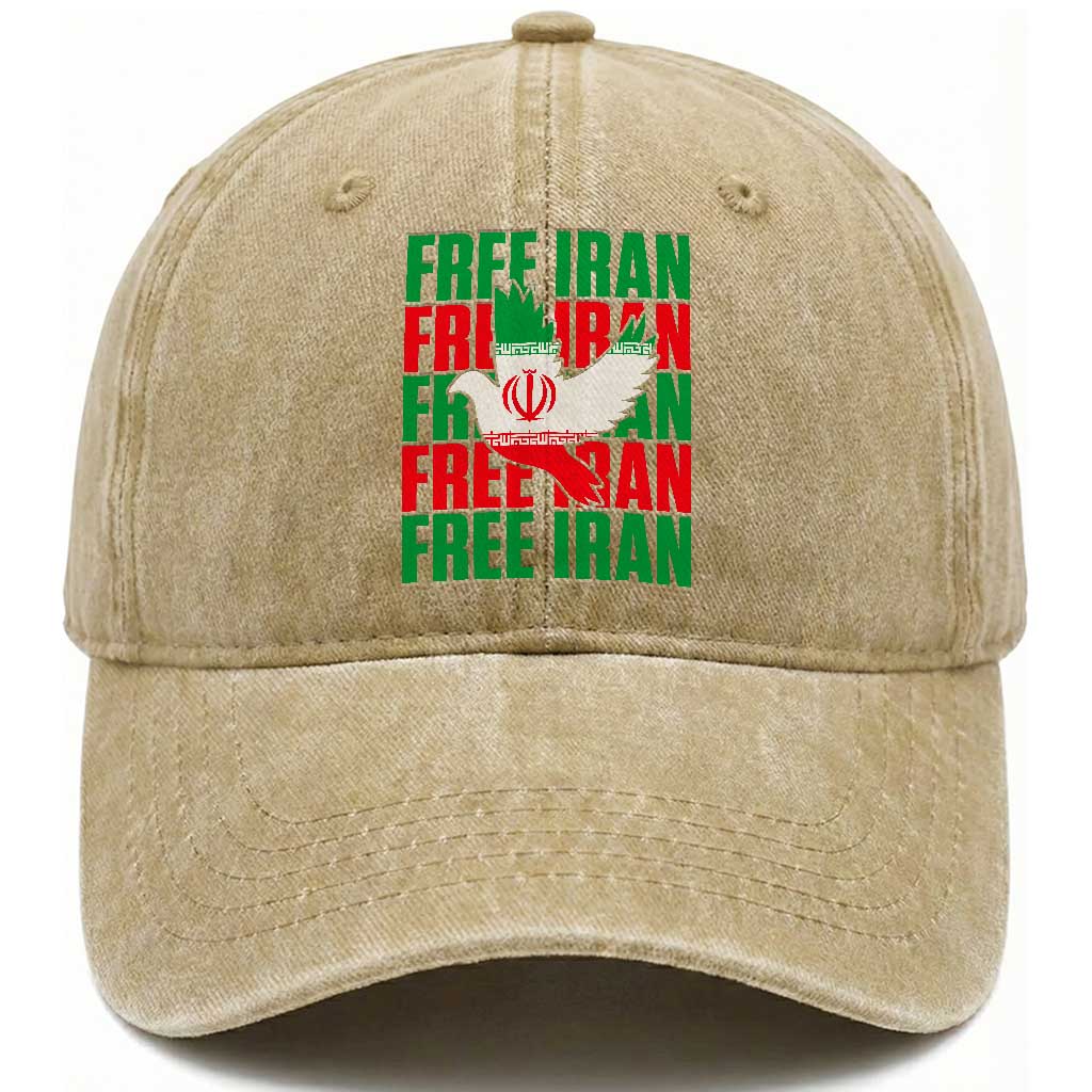 Freedom Dove Flag Washed Cotton Baseball Cap Peaceful Iran Support TS12 Print Your Wear