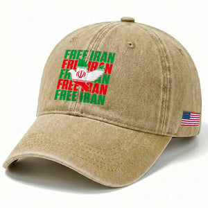 Freedom Dove Flag Washed Cotton Baseball Cap Peaceful Iran Support TS12 Print Your Wear