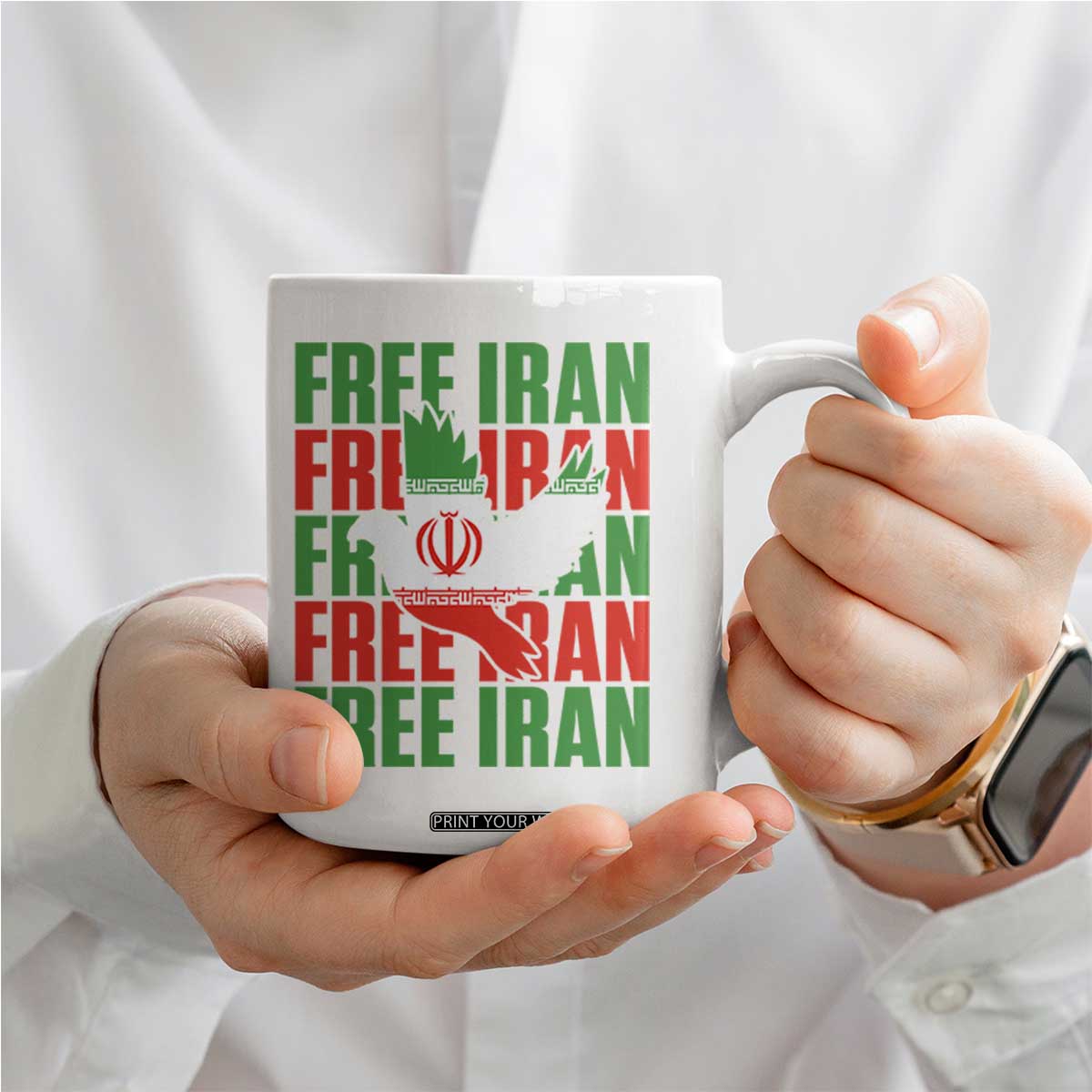 Freedom Dove Flag Coffee Mug Peaceful Iran Support TS12 Print Your Wear