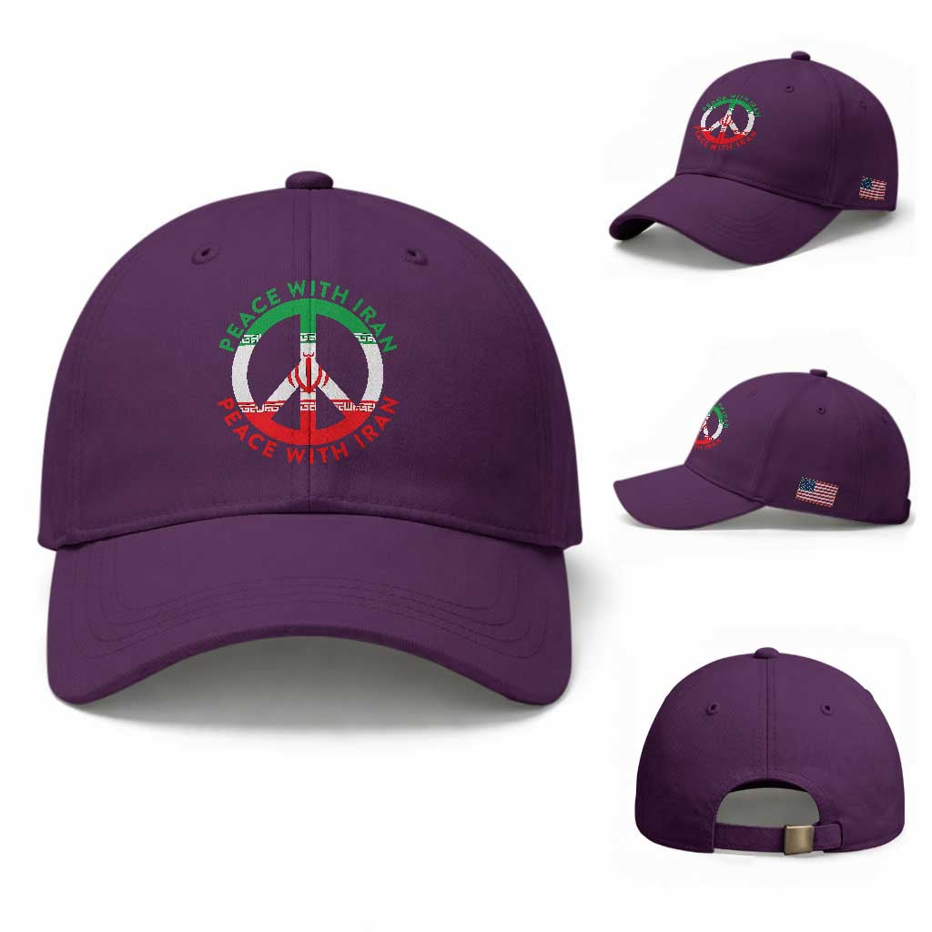 Peace With Iran Baseball Cap Not War In Middle East TS12 Baseball Cap Universal Fit Purple Print Your Wear