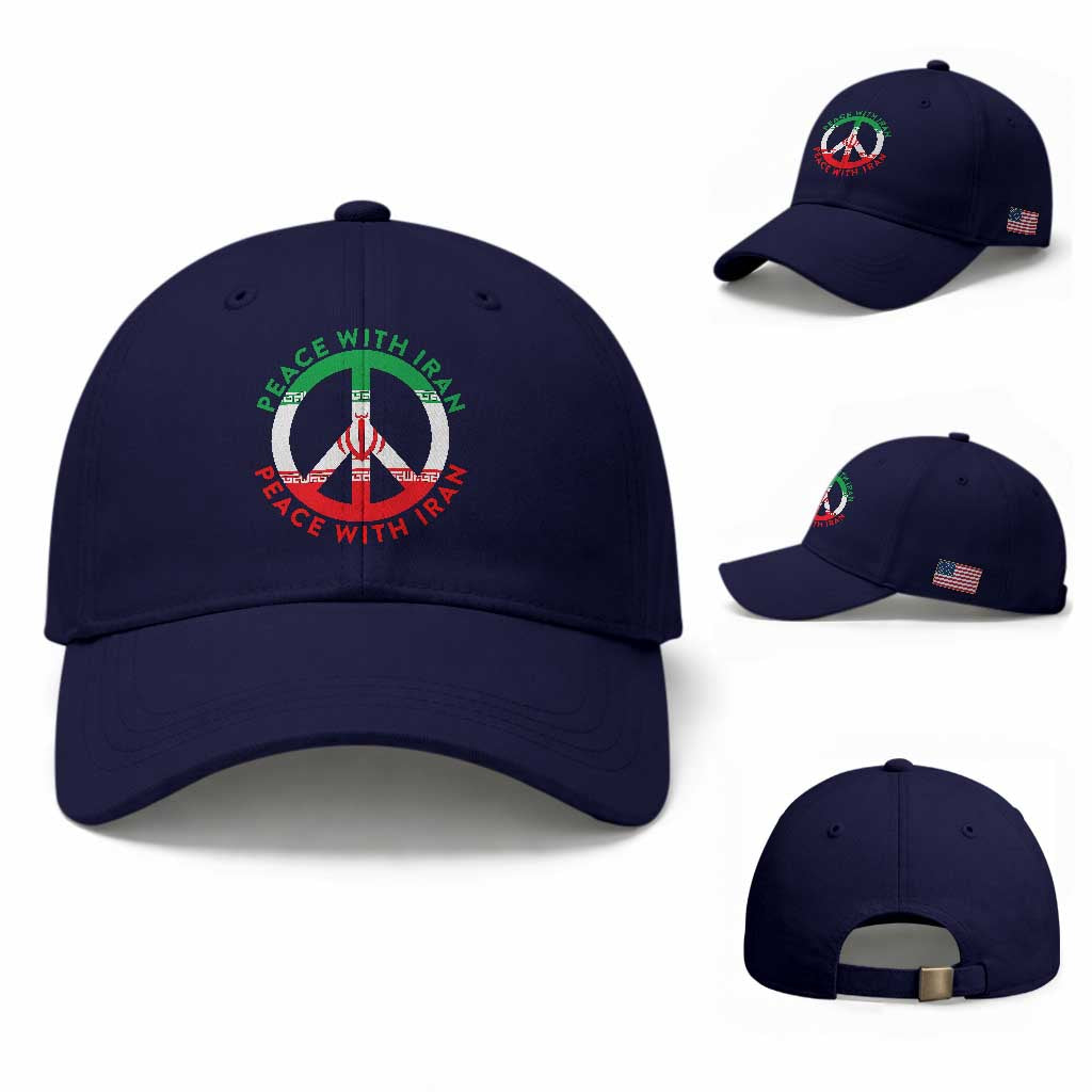 Peace With Iran Baseball Cap Not War In Middle East TS12 Baseball Cap Universal Fit Dark Blue Print Your Wear