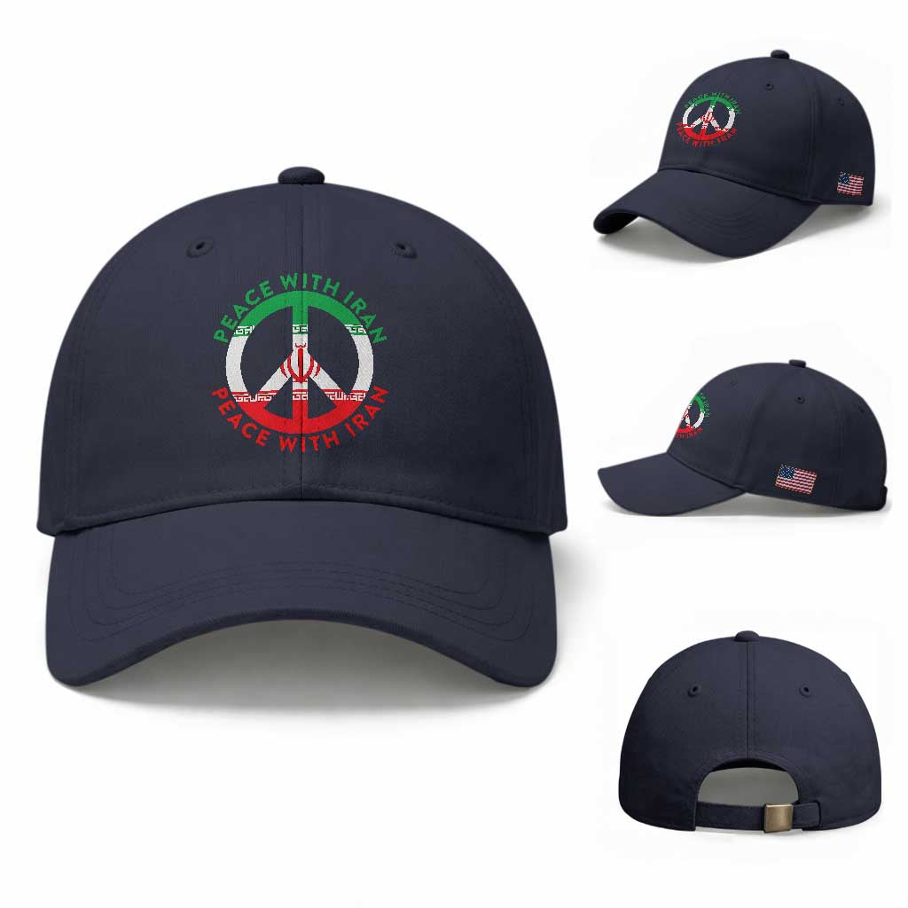 Peace With Iran Baseball Cap Not War In Middle East TS12 Baseball Cap Universal Fit Navy Print Your Wear