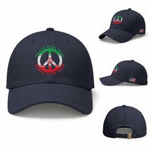 Peace With Iran Baseball Cap Not War In Middle East TS12 Baseball Cap Universal Fit Navy Print Your Wear