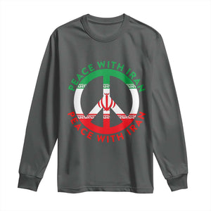 Peace With Iran Long Sleeve Shirt Not War In Middle East TS12 Dark Heather Print Your Wear