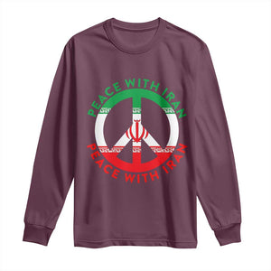 Peace With Iran Long Sleeve Shirt Not War In Middle East TS12 Maroon Print Your Wear