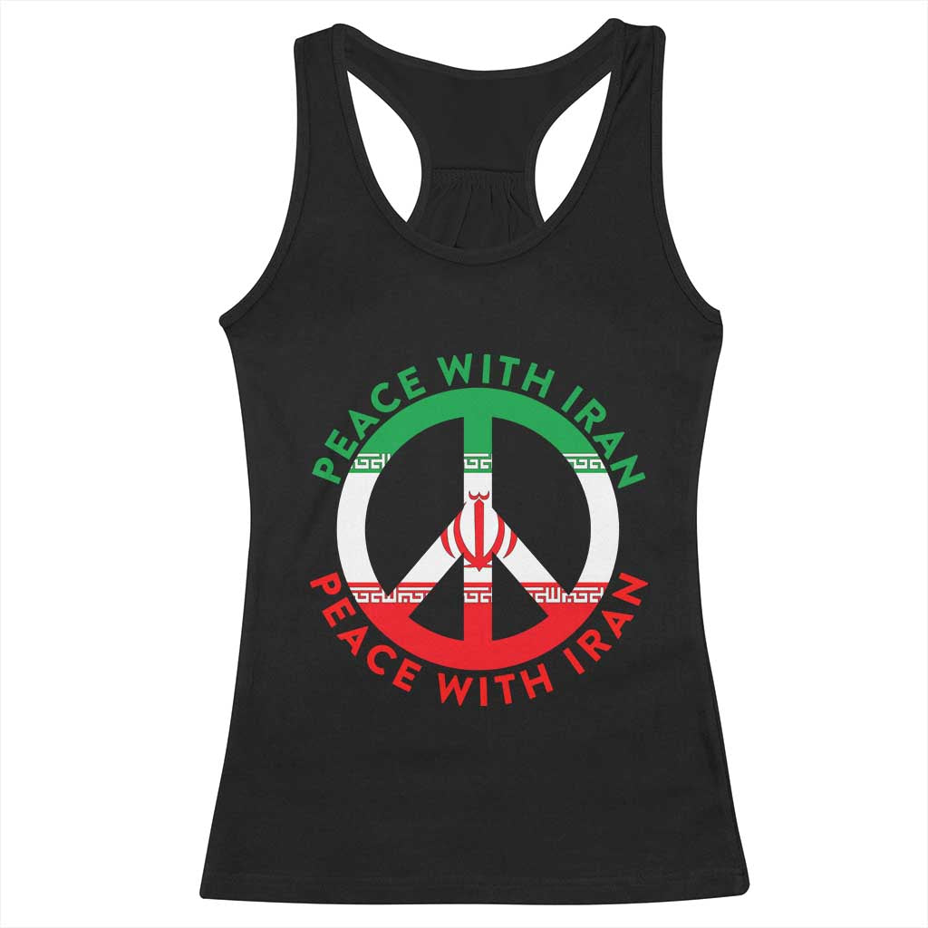 Peace With Iran Racerback Tank Top Not War In Middle East TS12 Black Print Your Wear