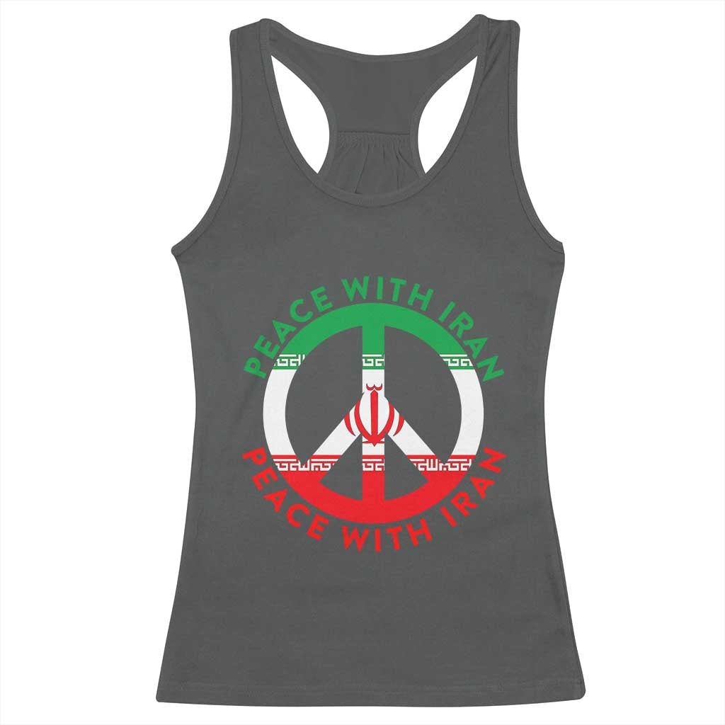 Peace With Iran Racerback Tank Top Not War In Middle East TS12 Dark Heather Print Your Wear