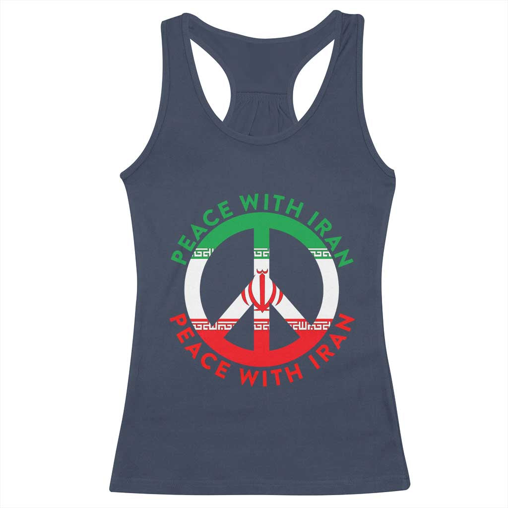 Peace With Iran Racerback Tank Top Not War In Middle East TS12 Navy Print Your Wear