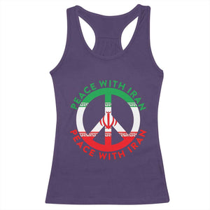 Peace With Iran Racerback Tank Top Not War In Middle East TS12 Purple Print Your Wear
