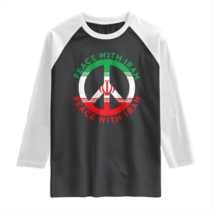 Peace With Iran Raglan Shirt Not War In Middle East TS12 Black White Print Your Wear