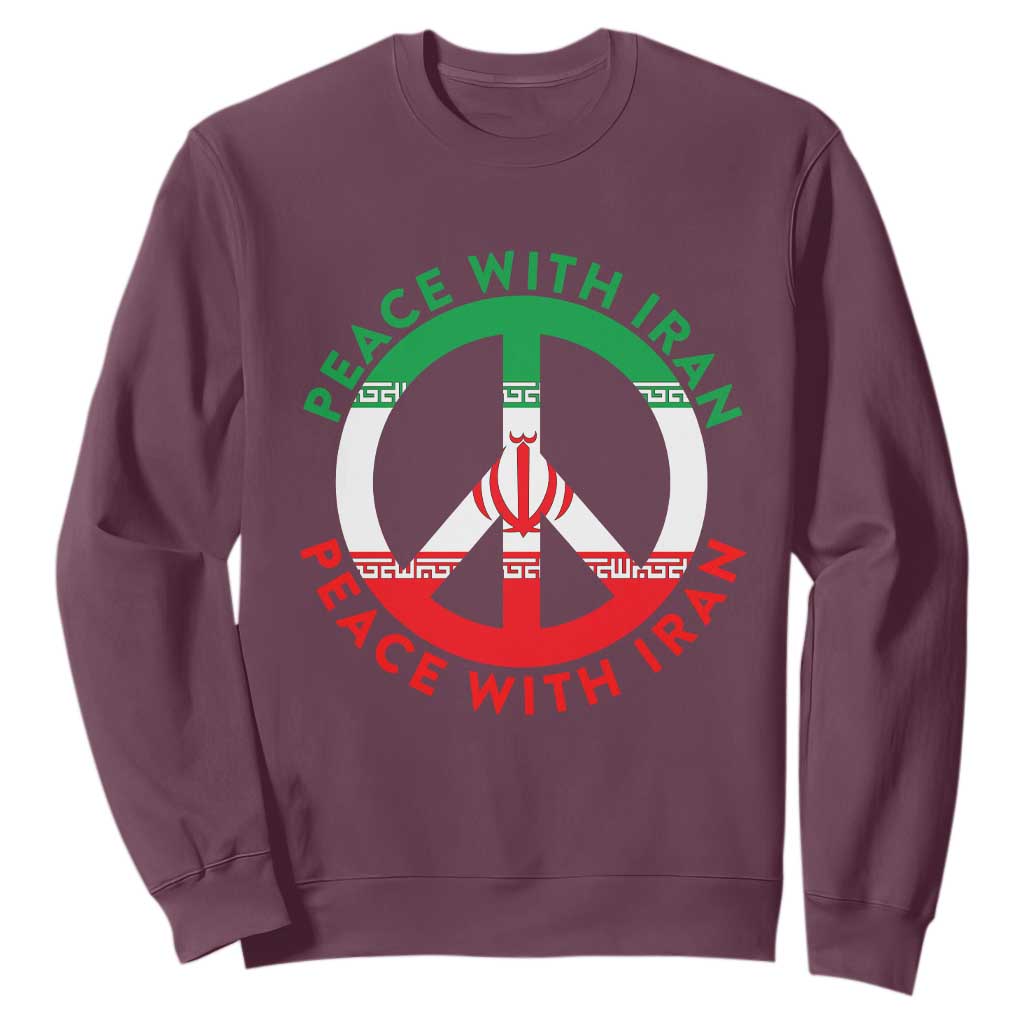 Peace With Iran Sweatshirt Not War In Middle East TS12 Maroon Print Your Wear