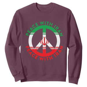 Peace With Iran Sweatshirt Not War In Middle East TS12 Maroon Print Your Wear