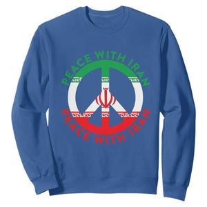 Peace With Iran Sweatshirt Not War In Middle East TS12 Royal Blue Print Your Wear