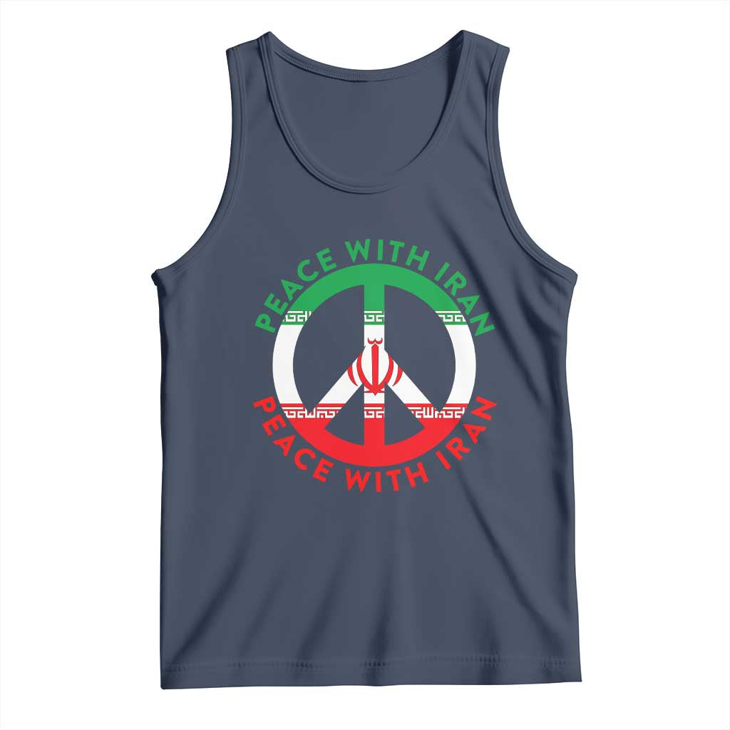 Peace With Iran Tank Top Not War In Middle East TS12 Navy Print Your Wear