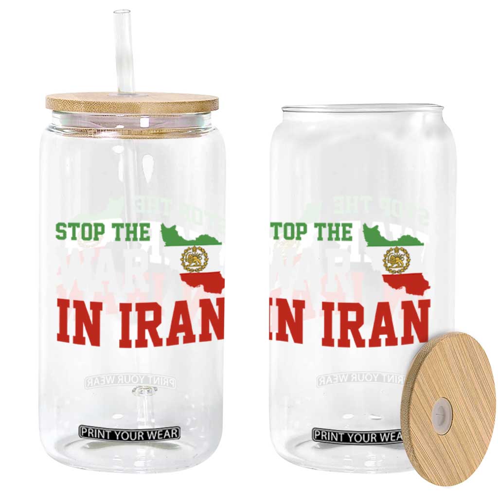 Stop The War In Iran Glass Can Iran Freedom Protest TS12 Print Your Wear