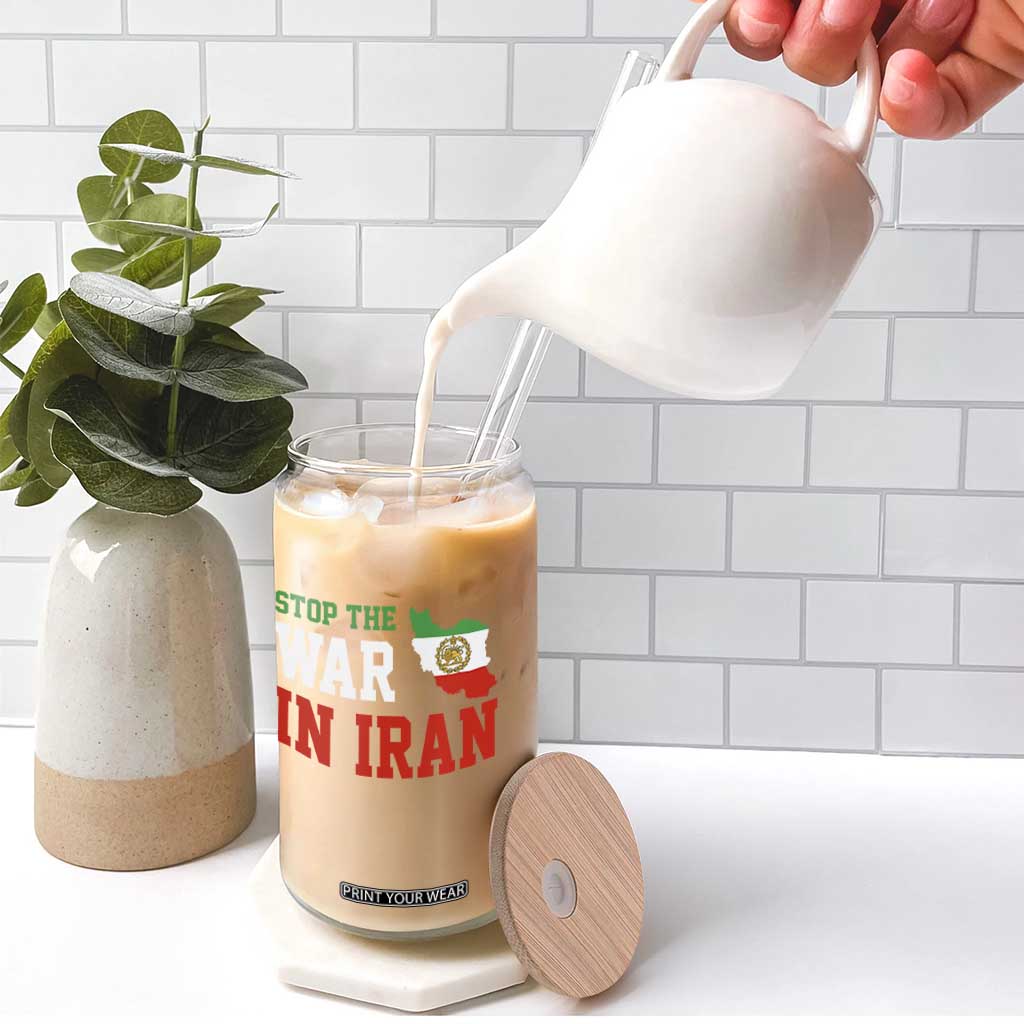 Stop The War In Iran Glass Can Iran Freedom Protest TS12 Print Your Wear