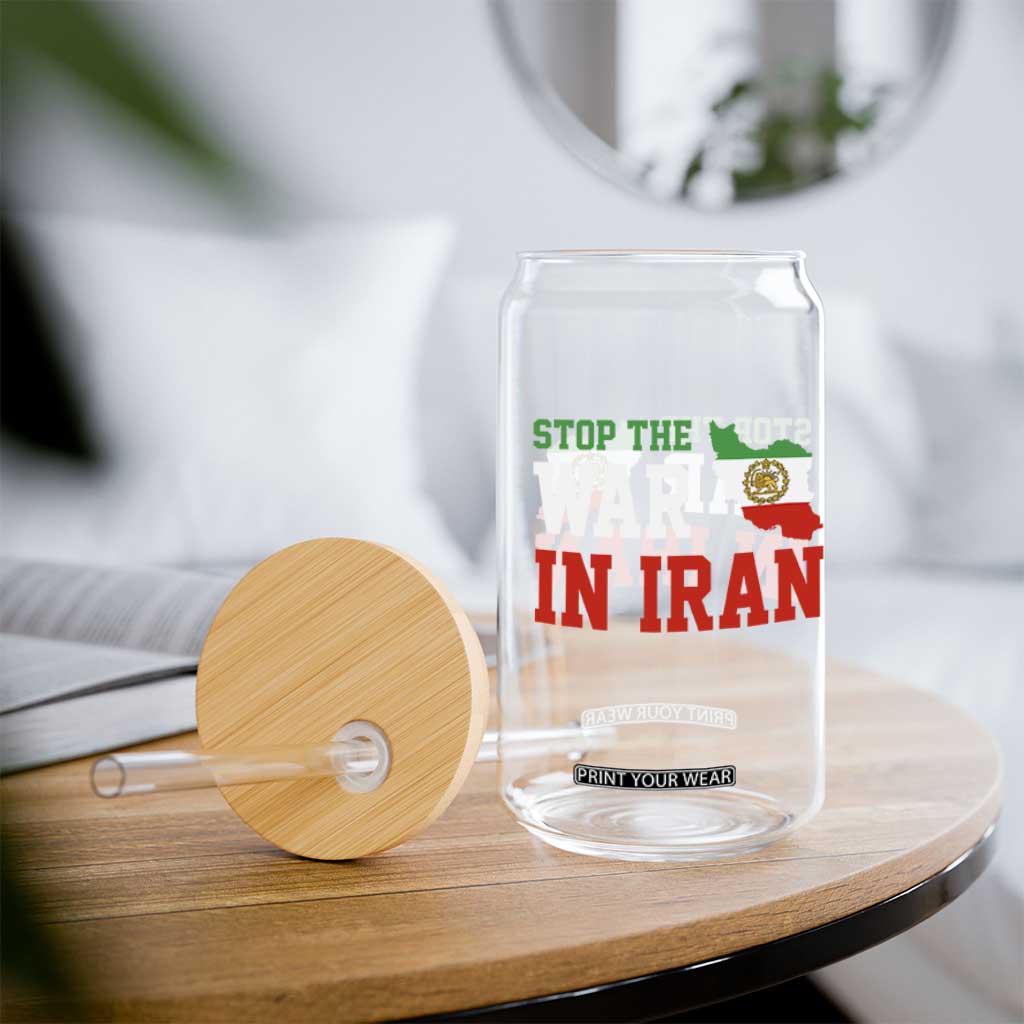 Stop The War In Iran Glass Can Iran Freedom Protest TS12 Print Your Wear